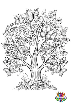Mandala arbre papillons