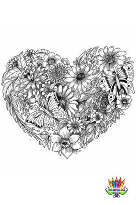 Mandala coeur floral