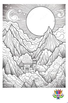 Mandala montagne lune